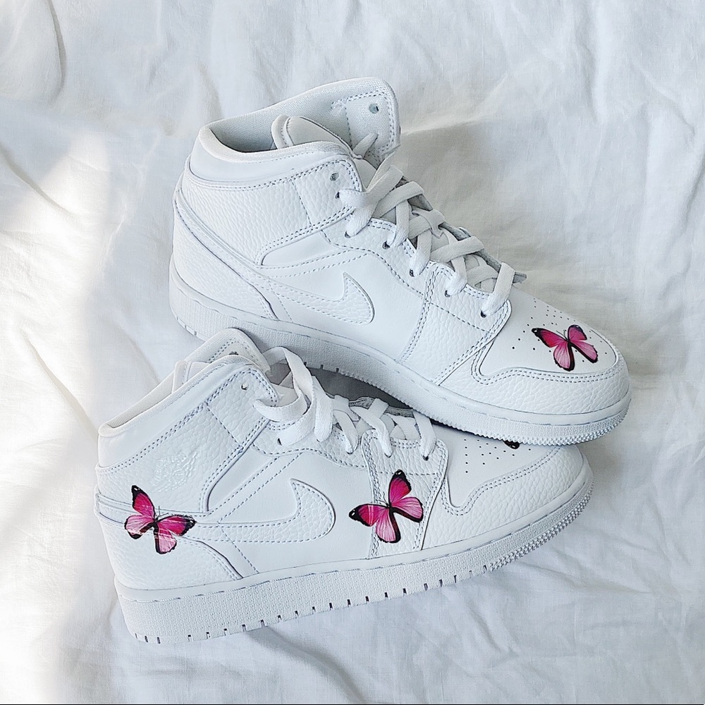 Nike custom 🦋 air jordan 1 mid sneakers - Picture 4 of 7